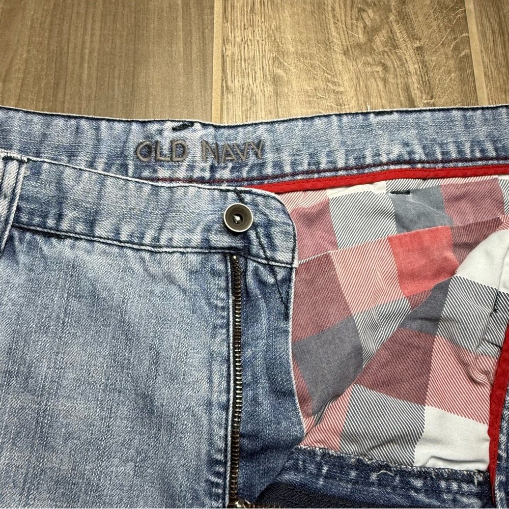 Old Navy Men's 46x30 Loose Fit Light Blue Jeans Plaid Lined Plus Size - Picture 6 of 9